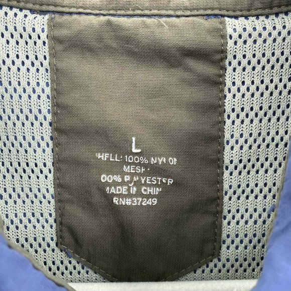 REI Button Front Shirt Mens Large Blue‎ Polyester Vented Pockets Roll Tab - Picture 4 of 8